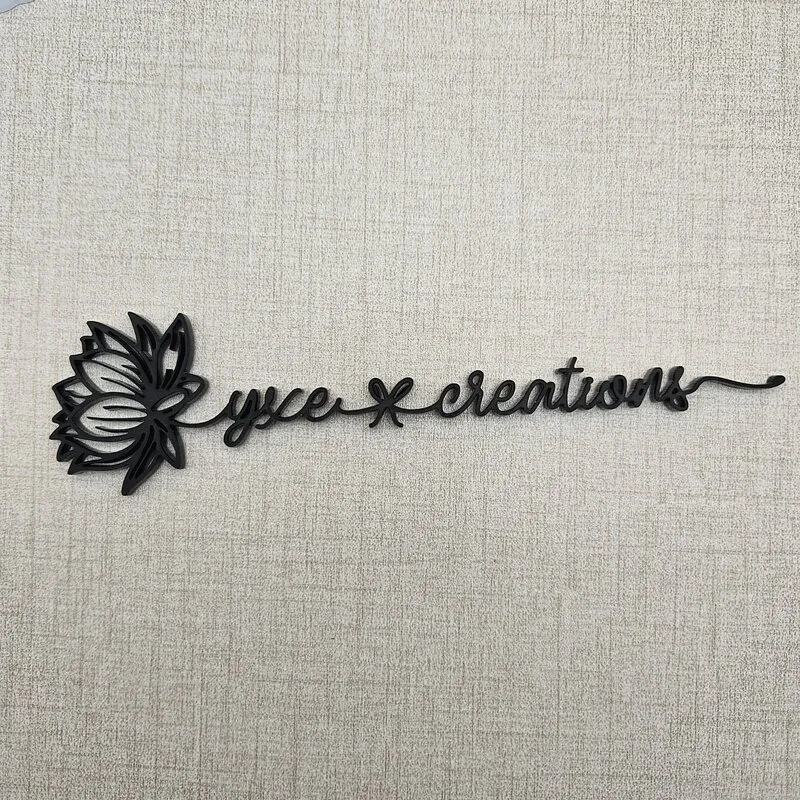 Connected text with flowers and tails