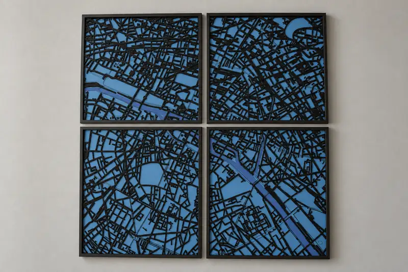 Laser Cut Framed Tiles Map Generator example