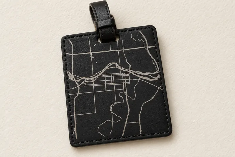Leatherette Luggage Tag Map Generator example