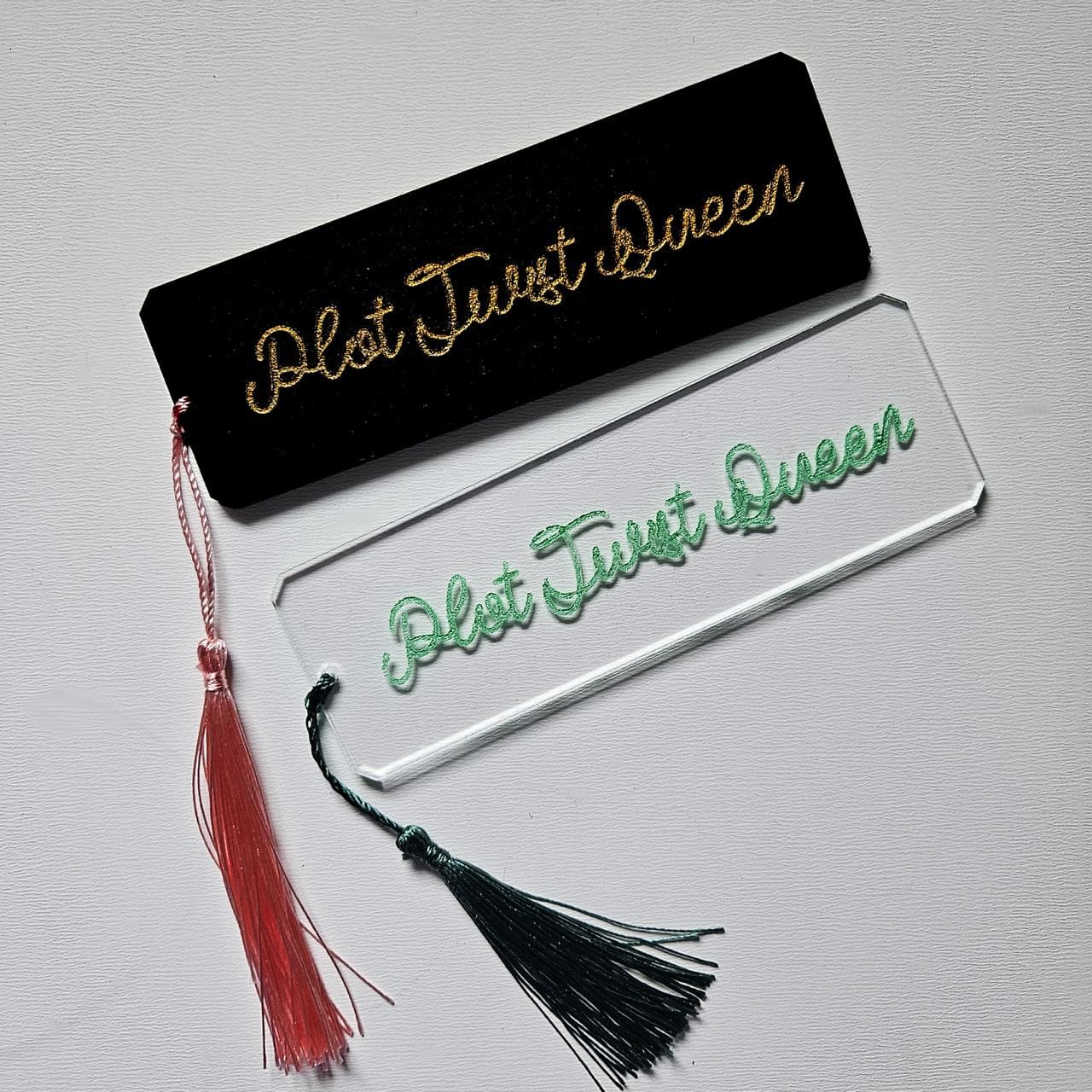 Bookmark with 'Plot twist queen' text