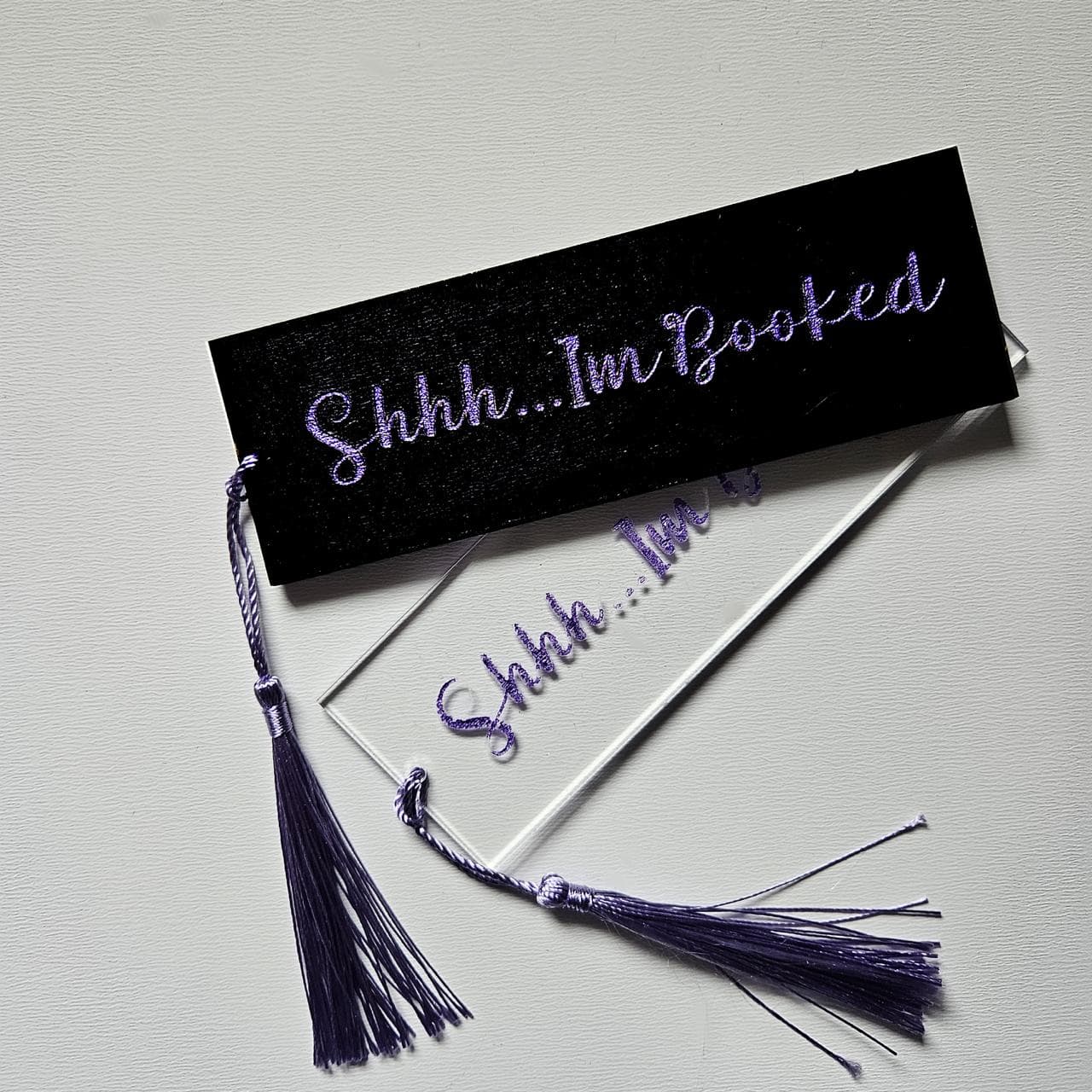 Bookmark with 'Shh I'm booked' text